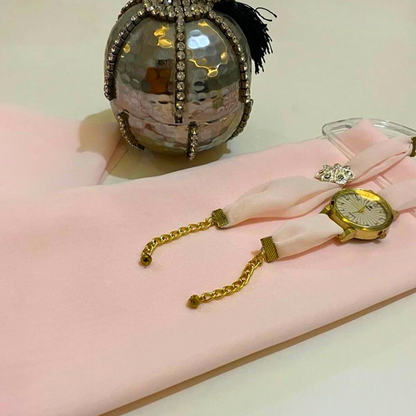 Ensemble Coordonné - Foulard en Crêpe Chiffon avec Montre & Bracelet